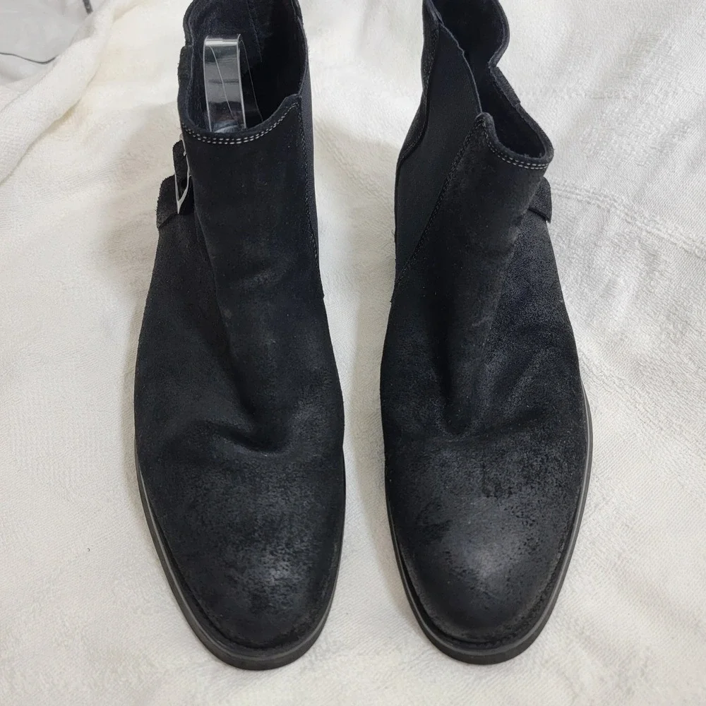 TOTO 3 In Taller Elevator Dress Black Nubuck Chelsea Buckle‎ Boots K92081 US 9